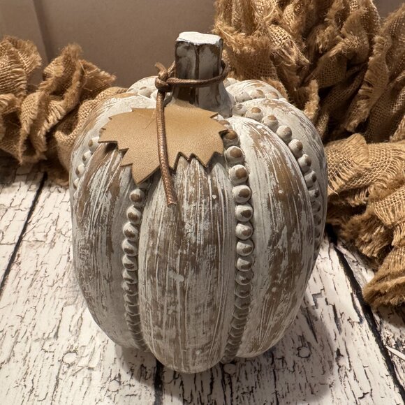 Distressed Wood Pumpkin Table Top Accent Decor - Picture 2 of 2
